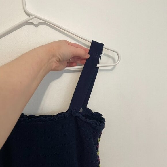 SPENSE Navy Blue Lime Green Fuchsia Smocked Tiered Dress Sundress PETITE Medium - Picture 12 of 14